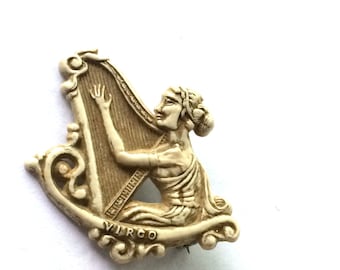 Vintage VIRGO starsign brooch - acrylic / plastic - gift wrapped