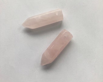 Rose Quartz Point Beads / Pendants x 2 - pink stone crystal