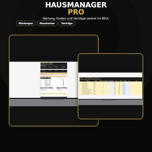 Home Manager Excel (German) | Home Maintenance Plan, Repairs, Costs, Contracts, Equipment & Consumption | Homeowner Planner image 1