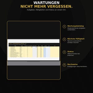 Home Manager Excel (German) | Home Maintenance Plan, Repairs, Costs, Contracts, Equipment & Consumption | Homeowner Planner image 2