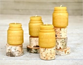 Beeswax Votives 4-Pack for Autumn Fall Holiday Table, Hostess Gift, Ambient Lighting, Mason Jar Candles