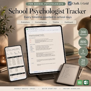 Skolpsykologspårning i Google Sheets, tidslinjer för SPED-utvärdering och falllogg