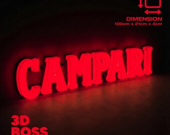 Campari Lighted Sign LED Bar Home Bar Aperitivo Italiano Aperol Martini Cynar Negroni Cocktails Wall Decor Vintage Design