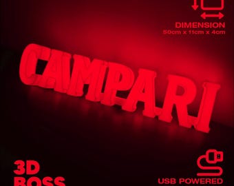Campari Lighted Sign LED Bar Home Bar Aperitivo Italiano Aperol Martini Cynar Negroni Cocktails Wall Decor Vintage Design