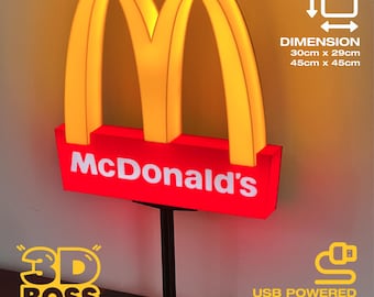 McDonald's Lighted Sign LED Golden Arches Fast Food Vintage Burger King KFC Burghy mc donalds Mcdonald's Game Room
