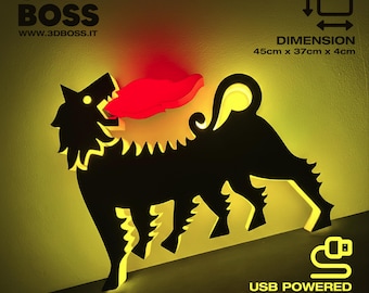 LED Lighted Sign Eni Dog 6 Paws Garage Sign Agip Pirelli Fiat Alfa 3D