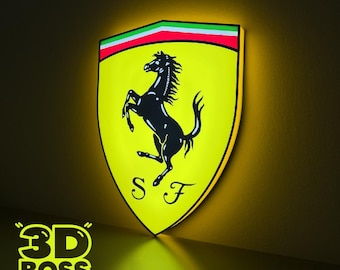 Ferrari Lighted Sign LED Prancing Horse Garage F1 Maranello Porsche Lamborghini Aston Martin Sim Racing Wall Decor 3D