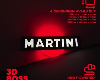 Martini Logo Light Up LED Wall Sign Aperitif Italian Bar Racing Lancia Rally Campari Aperol Cocktail Vintage Garage Decor 3D