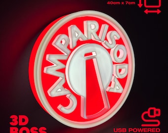 Campari Logo Red LED Lighted Sign Home Bar Kitchen Aperitivo Milano Cocktail Negroni Martini Aperol Wall Decor
