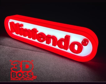 Nintendo Logo Gamer LED Lighted Sign Gaming Station Arcade Room Super Mario Zelda PlayStation Sega Xbox Retro Decor Wall 3D Plaque
