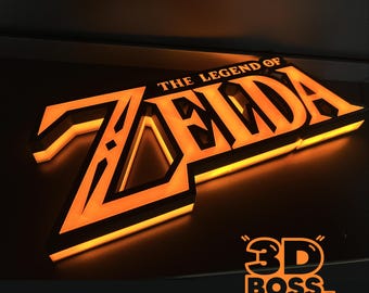 Zelda Triforce Logo Hyrule LED Lighted Sign Gaming Room Retrogaming Station Nintendo Link Mario Pokemon Fantasy Wall Decor Plaque