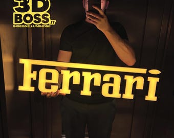 Ferrari LED Lighted Sign Garage Workshop Sim Racing Formula 1 Supercar Porsche Lambo Wall Decor 3D License Plate Prancing Horse