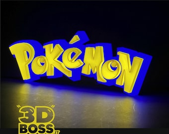 Pokemon Logo Gamer LED Lighted Sign Gaming Room Station Pikachu Cards Nintendo Mario Zelda Digimon Wall Decor Neon Style Plaque