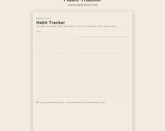 Undated Habit Tracker Printable | Digital Planner Sheet for iPad, GoodNotes & Notability