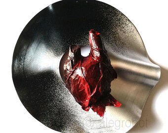 Vinyl Record Art – Kali Ma Heart, Mixed Media 3D Wall Decor, Temple of Doom