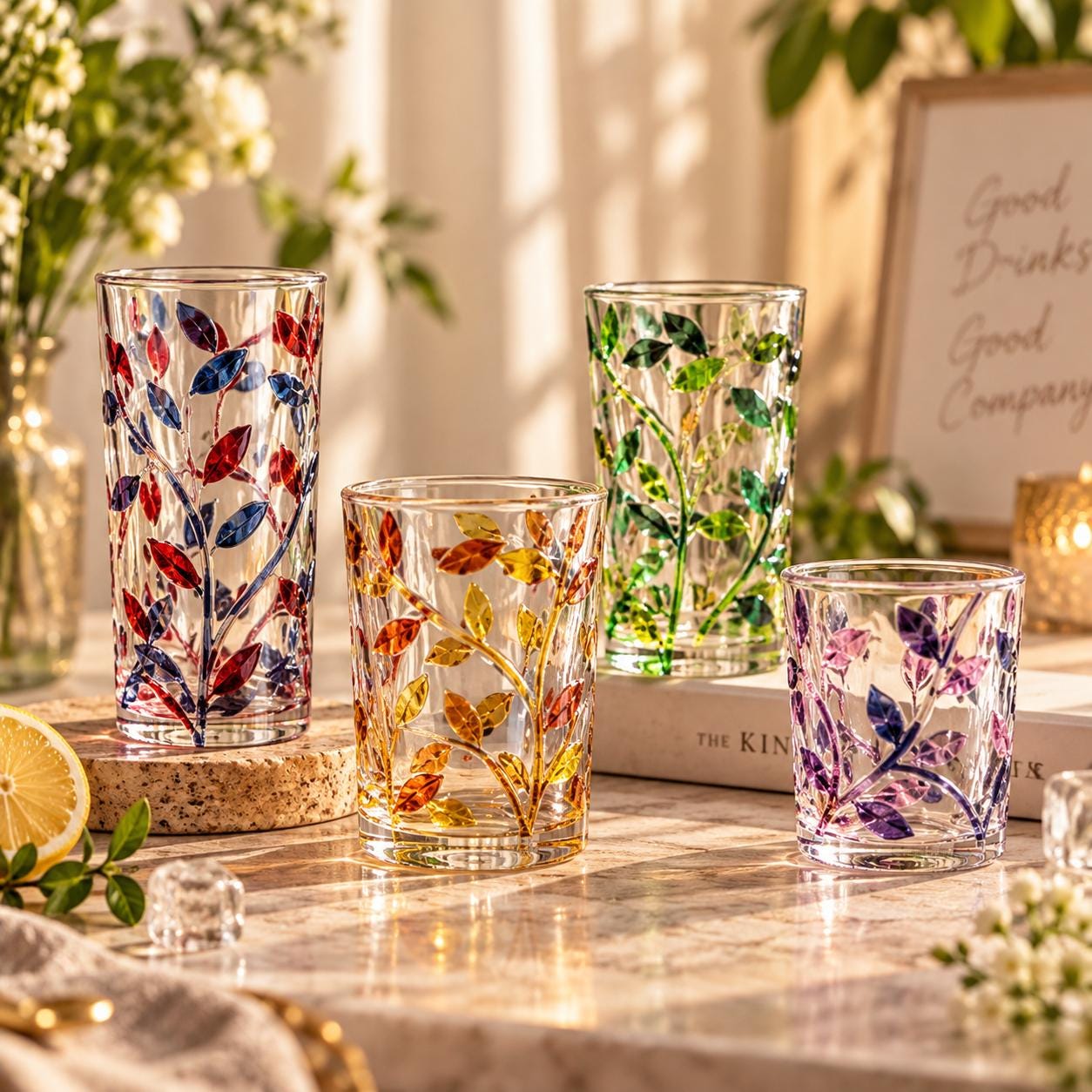 Floral water glasses