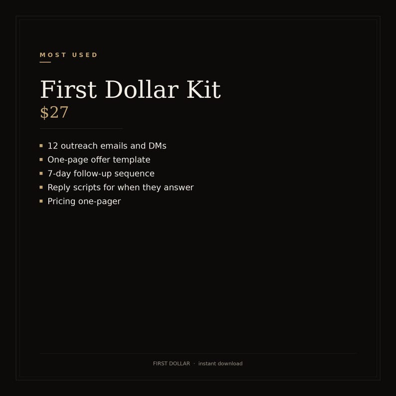 First Dollar Kit Outreach Email Templates Offer Page Follow Up Instant Download image 1