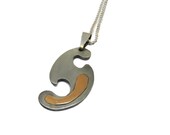 Unique Silver Plate And Copper Inlay Pendant - Copper Inlay Abstract Pendant - Handmade Silver Plated 39 S 39 Shaped Pendant
