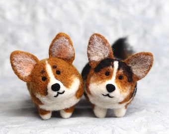 Needle Felted Corgi Stubbin - Custom Cute Pet Portraits with Stumpy Legs