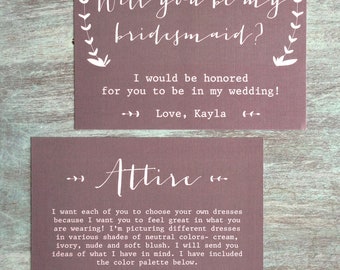 Will you be my Bridesmaid Invitation Attire Card