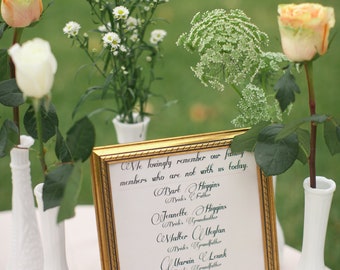 Wedding Remembrance Sign Customized