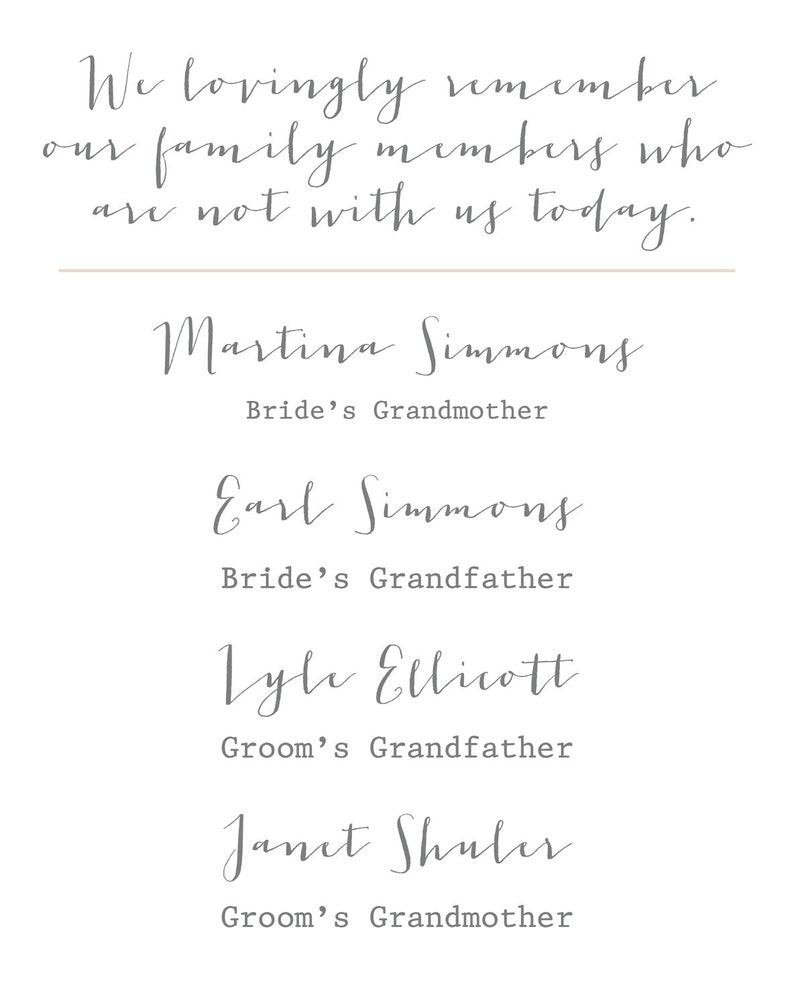 Wedding Remembrance Sign Customized image 3