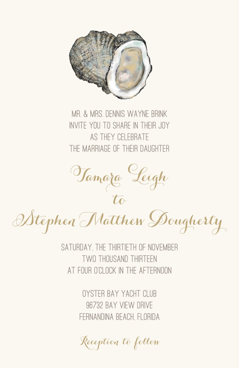 Custom Oyster Nautical Wedding Invitation Suite Etsy