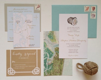 Custom Oyster Nautical Wedding Invitation Suite
