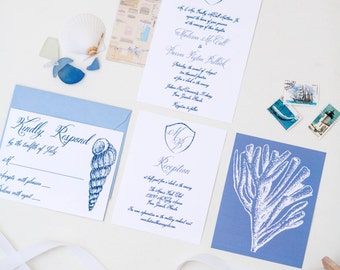 Custom Coastal Wedding Invitation Suite