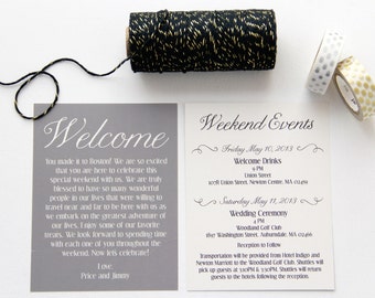 Wedding Welcome Bag / Weekend Itinerary Cards - 20