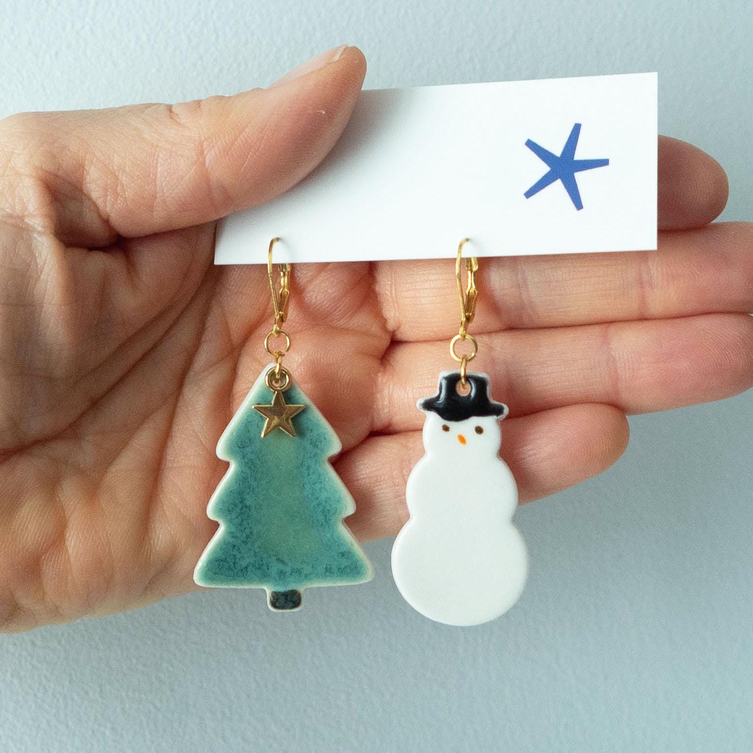 Boucles Noël ho ho bonhomme de neige - Clairon Création