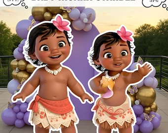 Voyageur debout taille réelle pour bébé Moana, décoration de premier anniversaire (PDF PNG JPG)