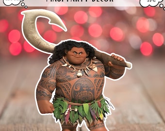 Maui Life-Size Standee, 6ft Character Cutout, Birthday Party Decor (PDF PNG JPG)