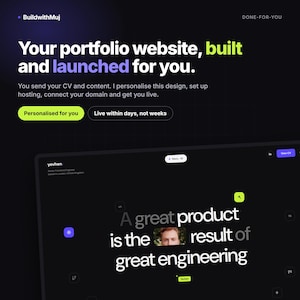 Personalized Portfolio Website | Custom CV & Resume Design Service (Done For You) Setup, Hosting and Domain Help
