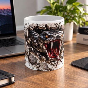 Skallerorm-kaffemugg | Edgy Viper Snake Art (313 ml keramik)