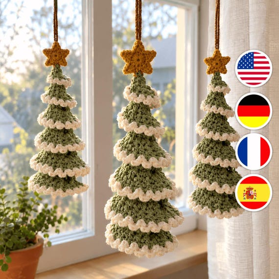 Christmas Crochet Wind Spinner Pattern PDF, Tree Wind Spinner Ornament Pattern, Christmas Crochet Spiral Pattern, Holiday Decor Pattern