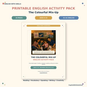 Pacchetto di attività stampabili in inglese per bambini / Lettura e vocabolario A1-A2 in formato PDF