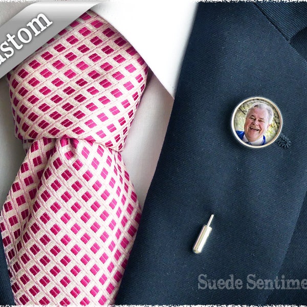 Personalised Lapel Pin • Photo Lapel Pin • Wedding Lapel • Father of the Bride Gifts • Suit Accessory • Groomsmen Gift