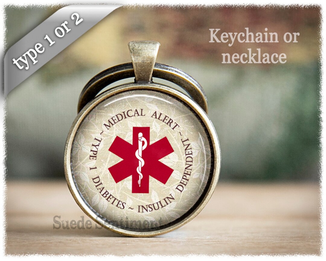 Diabetes Keychain Type 1 Diabetes Necklace Medical Alert Jewellery