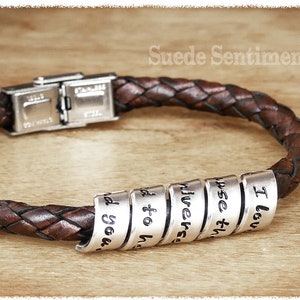 Mens Leather Bracelet • Hidden Message, Custom Anniversary Gift