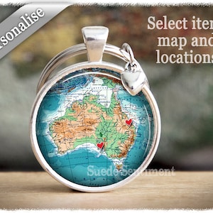 Custom Map Keychain • Long Distance Friend Keychain • Personalised Map Necklace • Map Gifts • Distance Friendship • Friend Moving