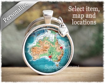 Personalized Map Keychain: Long Distance Friendship Gift