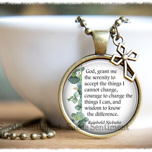 Serenity Prayer Necklace: Inspirational Recovery Gift Leafy