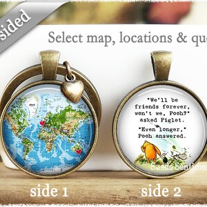 Best Friend Going Away Gifts Personalised Map Keychain Friend Long Distance Friendship Keyring Sister Gift 1. We'll be (white)