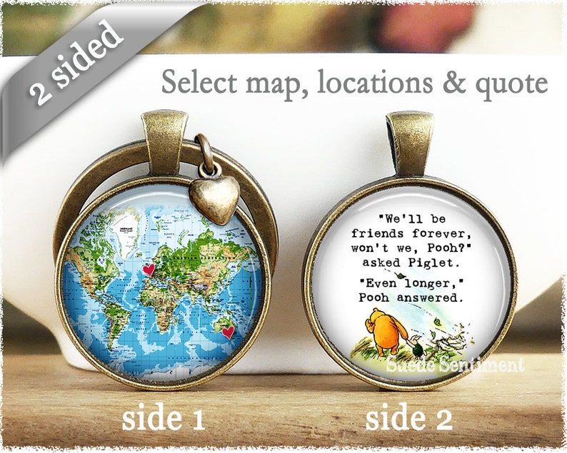 Best Friend Going Away Gifts Personalised Map Keychain Friend Long Distance Friendship Keyring Sister Gift 1. We'll be (white)