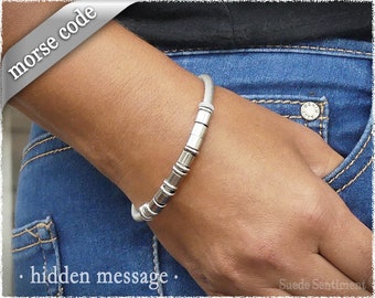 Morse Code Bracelet: Personalized Hidden Message Leather Bracelet