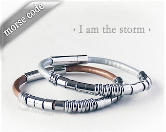 Storm Quote Bracelet Morse Code • I Am the Storm Bracelet • Warrior Quote Jewellery • Strength Jewellery • Mental Health