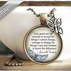 Serenity Prayer Necklace • Inspirational Jewelry • God Grant Me the Serenity • Recovery Gift • Sobriety Necklace