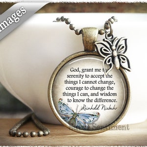 Serenity Prayer Necklace: Inspirational Recovery Gift Butterfly