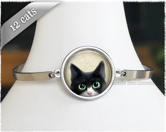 Cat Lover Bracelet • Peeking Cat Bracelet • Black Cat Jewellery • Pet Rescue • Gifts for Cat Lovers • Cat Adoption